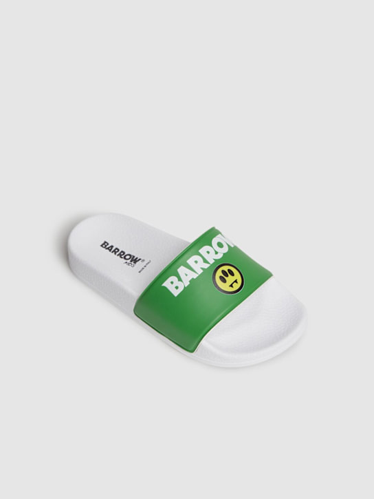 Barrow: Logo slide sandals - Green - kids-boys_1 | Luisa Via Roma