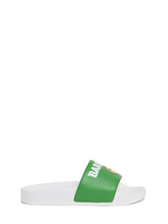 Barrow: Logo slide sandals - Green - kids-boys_0 | Luisa Via Roma