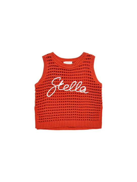 Stella McCartney Kids: コットンニットトップ - レッド - kids-girls_0 | Luisa Via Roma