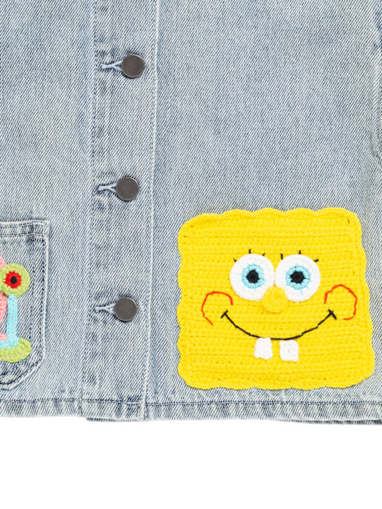 Stella McCartney Kids: Chaqueta de denim de algodón con bordados - Azul Claro - kids-girls_1 | Luisa Via Roma