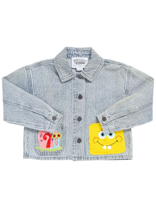 Stella McCartney Kids: Chaqueta de denim de algodón con bordados - Azul Claro - kids-girls_0 | Luisa Via Roma