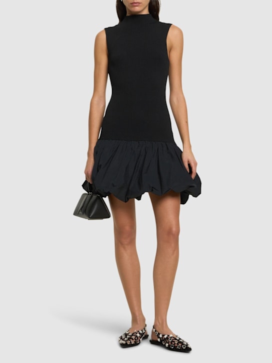 Rotate: Rocky ruffled knit mini dress - Black - women_1 | Luisa Via Roma