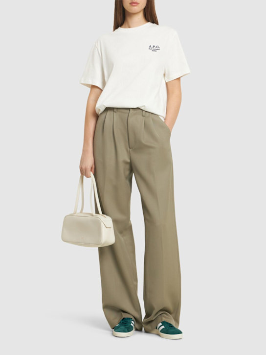 A.P.C.: Camiseta de algodón orgánico con logo - Blanco - women_1 | Luisa Via Roma