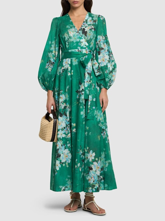 Zimmermann: Everley棉质迷笛连衣裙 - 绿色/多色 - women_1 | Luisa Via Roma