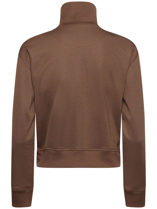 The Attico: Shiny jersey zip track top - Brown - women_4 | Luisa Via Roma