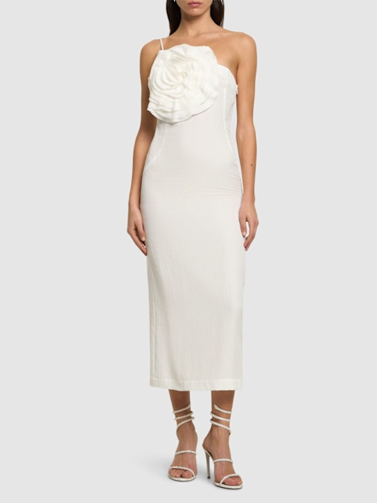 Washed gabardine dress w/ rose - Thumbnail 2