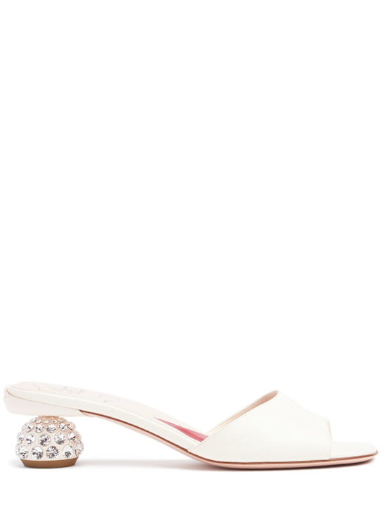 Roger Vivier: 45mm Jewel Heel leather mules - Ivory - women_0 | Luisa Via Roma
