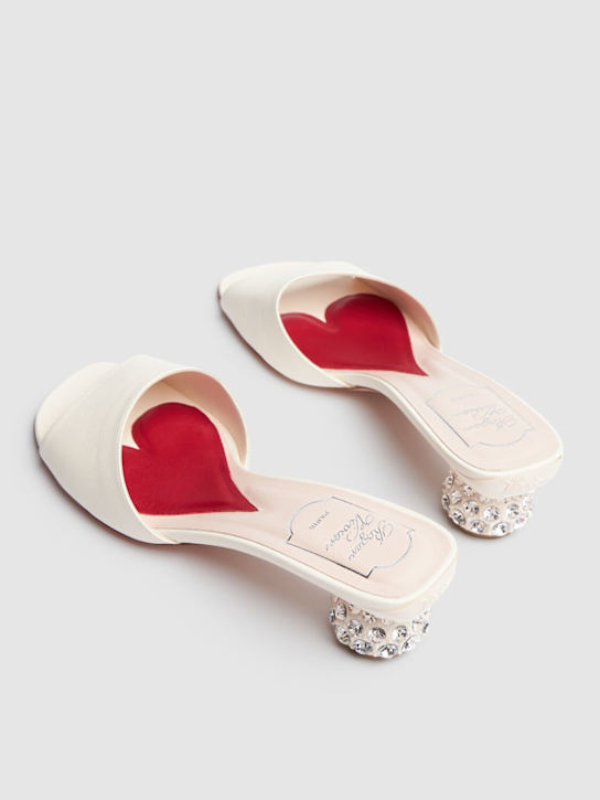 Roger Vivier: 45mm Jewel Heel leather mules - Ivory - women_3 | Luisa Via Roma