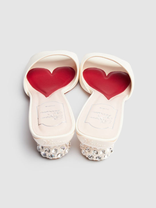 Roger Vivier: 45mm Jewel Heel leather mules - Ivory - women_4 | Luisa Via Roma