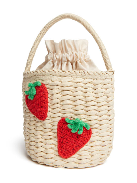 Stella McCartney Kids: Strawberry raffia bucket bag - Multicolor - kids-girls_0 | Luisa Via Roma