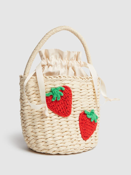 Stella McCartney Kids: Strawberry raffia bucket bag - Multicolor - kids-girls_1 | Luisa Via Roma