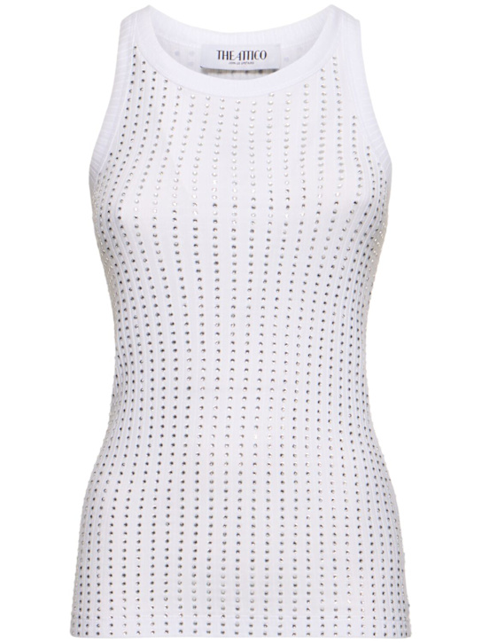 Crystal embellished jersey tank top - Thumbnail 1