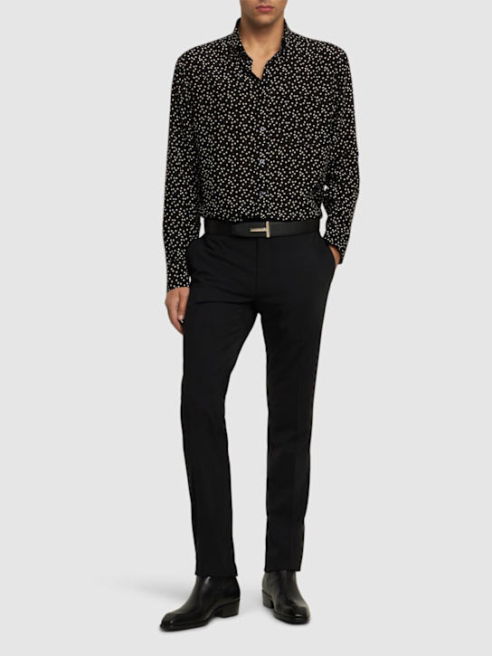 Tom Ford: Dotted silk crepe de chine fluid shirt - Black + White - men_1 | Luisa Via Roma