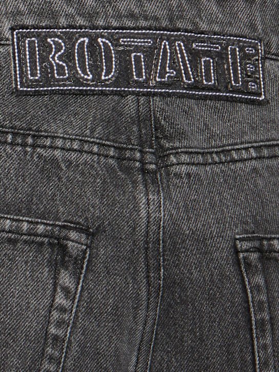 Rotate: Pantaloni in denim con lacci - Nero - women_4 | Luisa Via Roma
