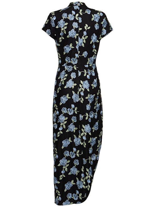 Rotate: Amaja asymmetric mesh midi dress - Black/Multi - women_0 | Luisa Via Roma
