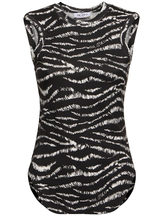 The Attico: Reese zebra print cotton tank top - Black/White - women_0 | Luisa Via Roma