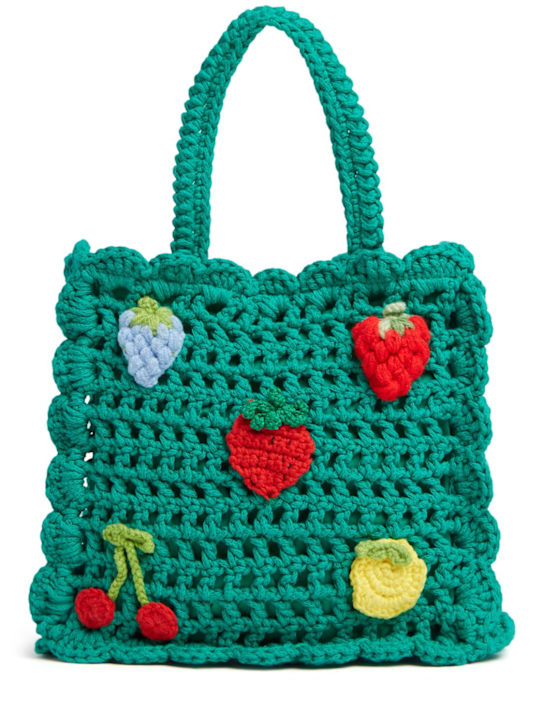 Stella McCartney Kids: Cotton crochet tote bag - Green - kids-girls_0 | Luisa Via Roma