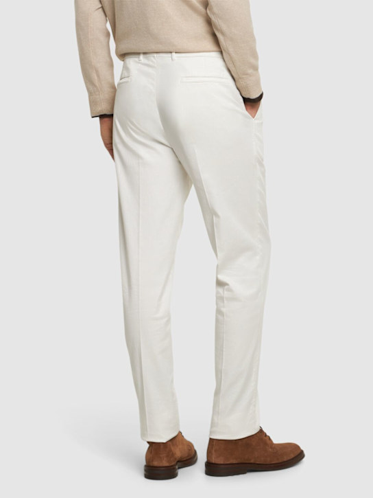 Brunello Cucinelli: Dyed stretch cotton gabardine pants - English White - men_2 | Luisa Via Roma