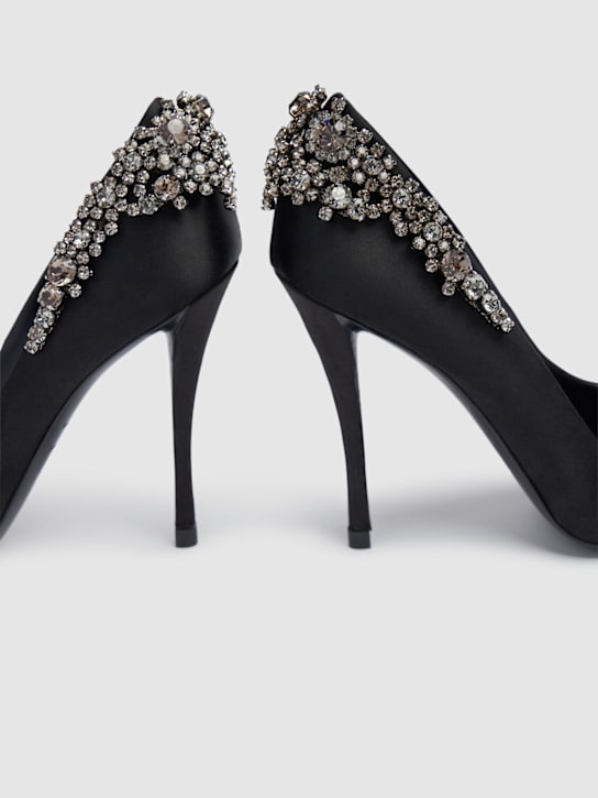 Roger Vivier: 100mm Flowers satin pumps - Black - women_3 | Luisa Via Roma