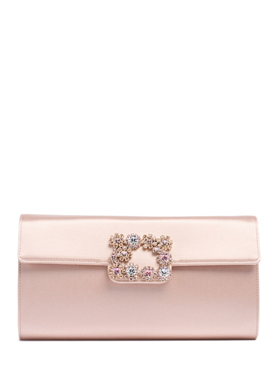 Roger Vivier: Flower buckle leather envelope clutch - women_0 | Luisa Via Roma