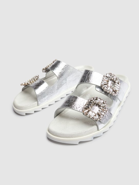 Roger Vivier: 20mm Slidy Viv leather sandals - women_1 | Luisa Via Roma