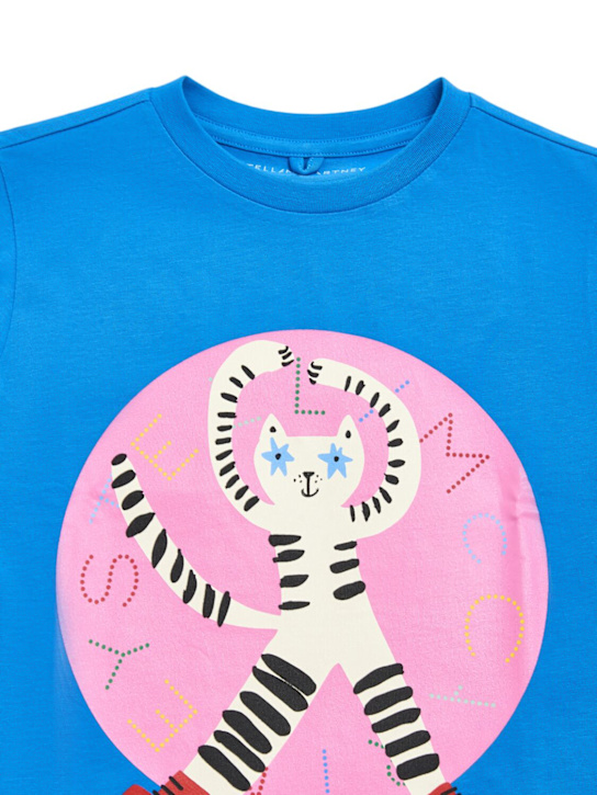 Stella McCartney Kids: T-shirt in jersey di cotone stampato - Blu - kids-girls_1 | Luisa Via Roma