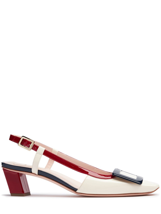 Roger Vivier: 45mm Belle Vivier leather slingbacks - Beige/Bordeaux - women_0 | Luisa Via Roma