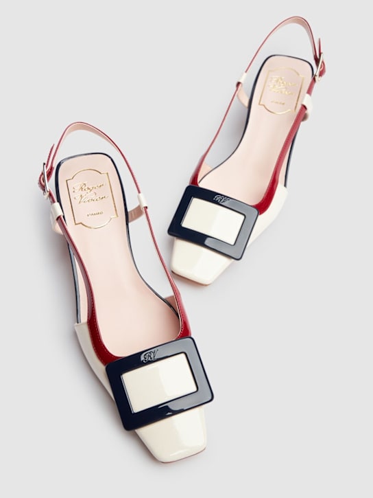 Roger Vivier: 45mm Belle Vivier leather slingbacks - Beige/Bordeaux - women_2 | Luisa Via Roma
