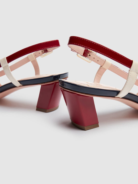 Roger Vivier: 45mm Belle Vivier leather slingbacks - Beige/Bordeaux - women_4 | Luisa Via Roma