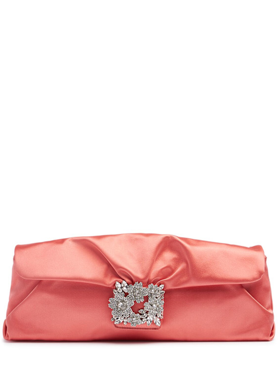 Roger Vivier: Long bouquet strass satin clutch - women_0 | Luisa Via Roma