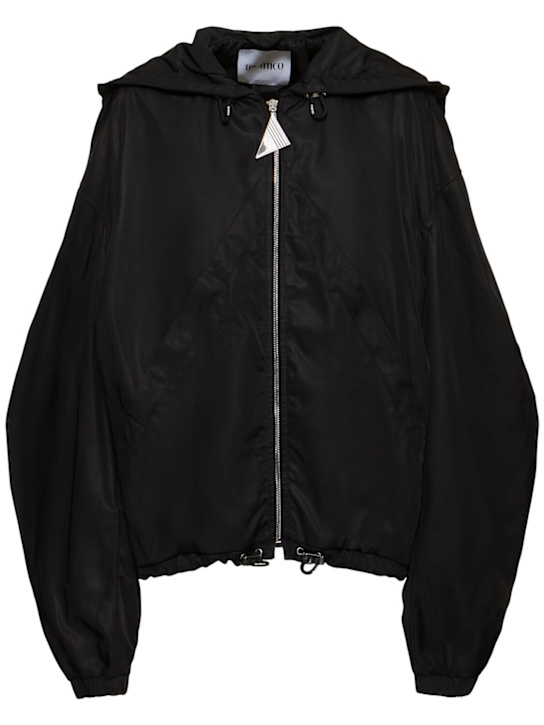 The Attico: Giacca bomber in twill con cappuccio - Nero - women_0 | Luisa Via Roma