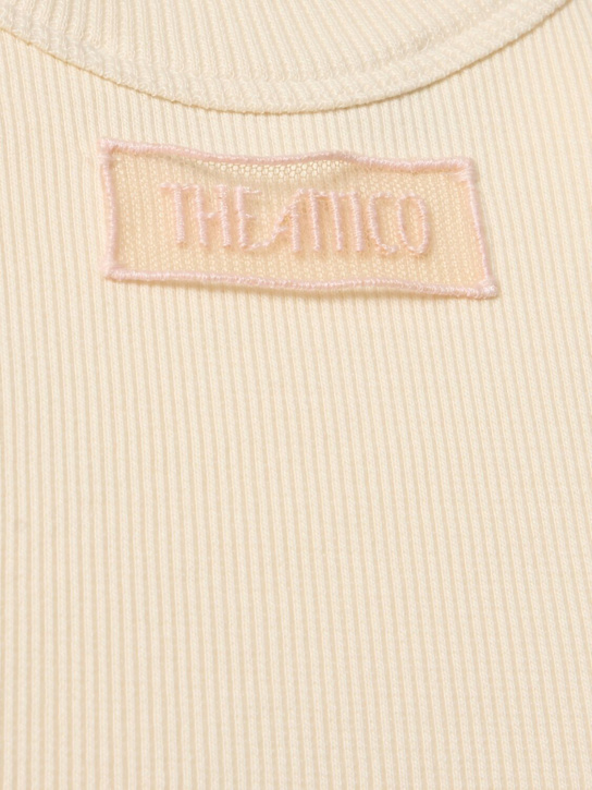 The Attico: Vestito midi in georgette / piume - Rosa/Bianco - women_4 | Luisa Via Roma