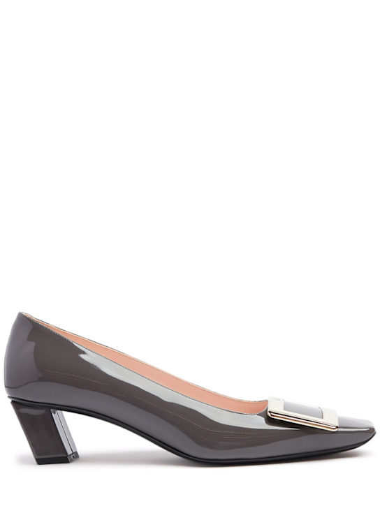Roger Vivier: 45mm Belle Vivier patent leather pumps - Cenere Scuro - women_0 | Luisa Via Roma