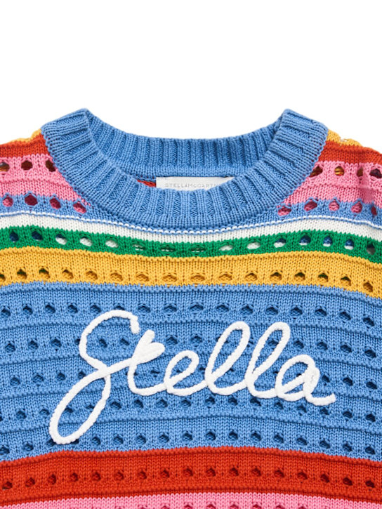 Stella McCartney Kids: Cotton knit sweater w/logo - Renkli - kids-girls_1 | Luisa Via Roma