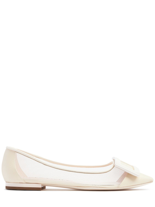 Roger Vivier: 5mm Gommettine mesh ballerina flats - Ivory - women_0 | Luisa Via Roma