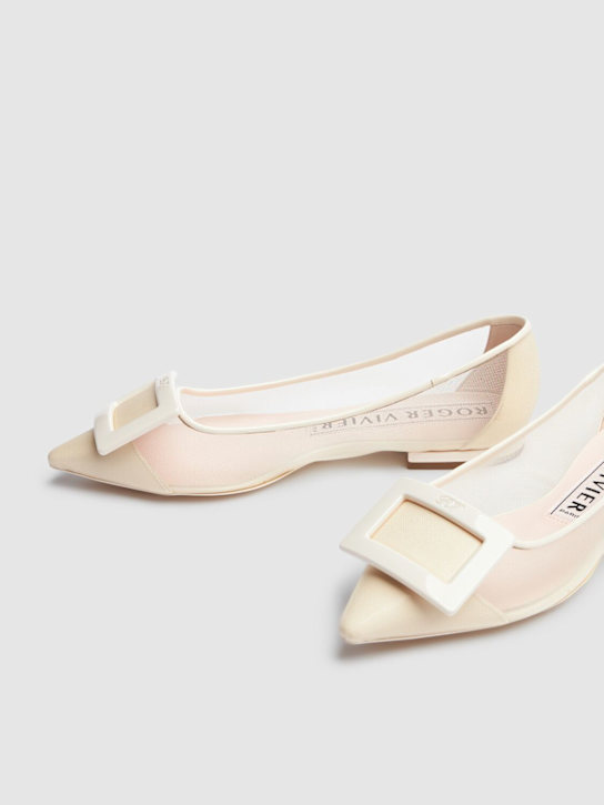 Roger Vivier: 5mm Gommettine mesh ballerina flats - Ivory - women_4 | Luisa Via Roma
