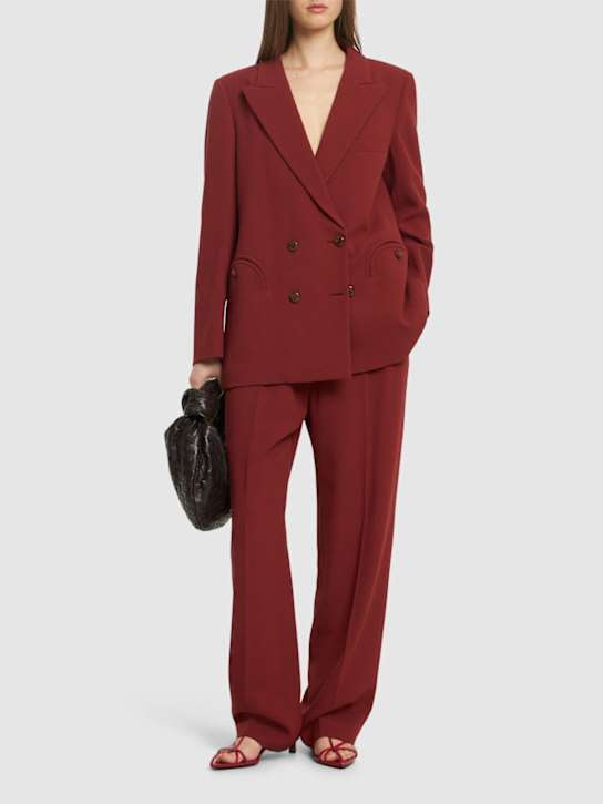 Blazé Milano: Fox wool straight pants - Burgundy - women_1 | Luisa Via Roma