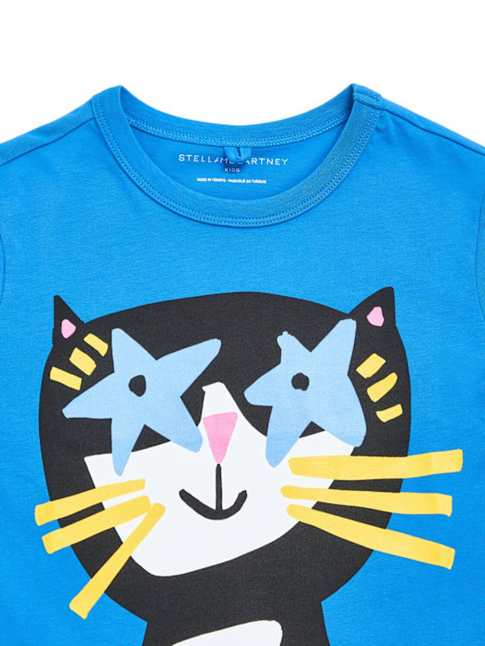 Stella McCartney Kids: Cat コットンジャージーTシャツ - ブルー - kids-girls_1 | Luisa Via Roma