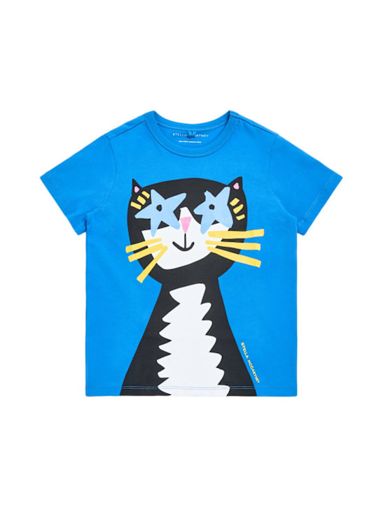 Stella McCartney Kids: Cat コットンジャージーTシャツ - ブルー - kids-girls_0 | Luisa Via Roma