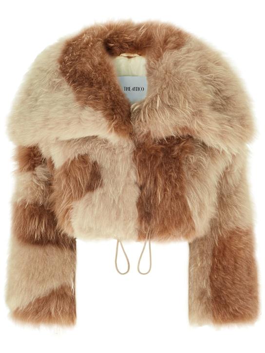 The Attico: Fur short coat - Beige/Multi - women_0 | Luisa Via Roma