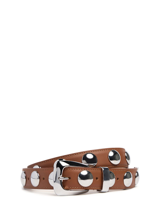 Khaite: Benny studded leather belt - Brown - women_0 | Luisa Via Roma