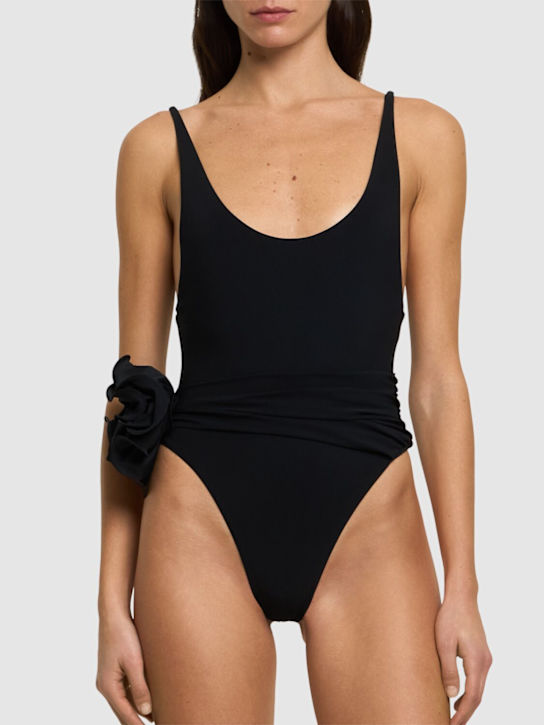 Magda Butrym: Costume intero in jersey con rosa - women_1 | Luisa Via Roma