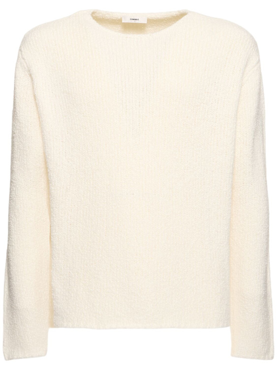 Commas: Cotton blend crewneck sweater - Off-White - men_0 | Luisa Via Roma