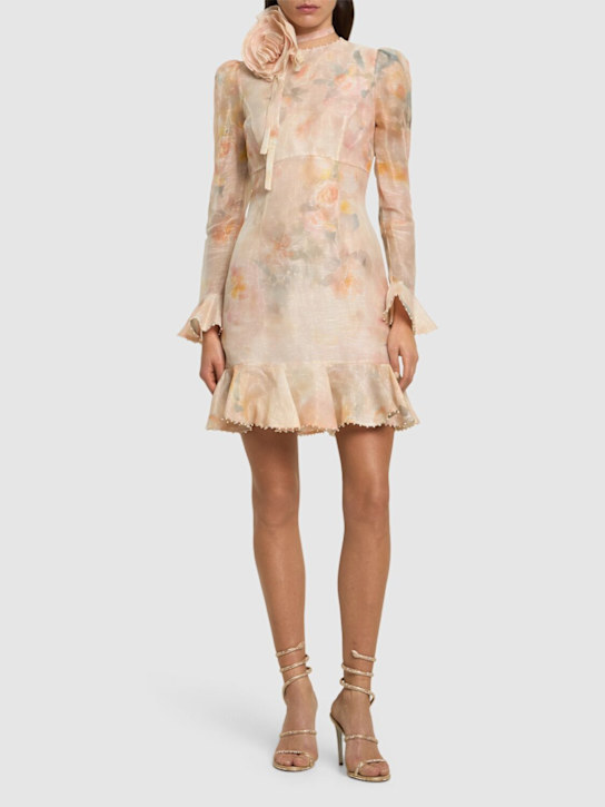 Zimmermann: Crush linen & silk mini dress - women_1 | Luisa Via Roma