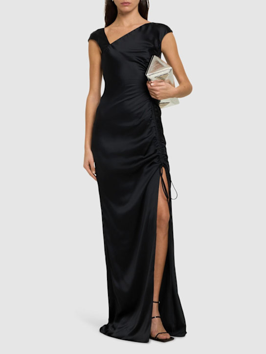 Del Core: Envers satin side drawstring long dress - women_1 | Luisa Via Roma