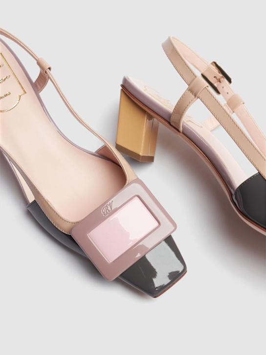 Roger Vivier: 45mm Belle Vivier patent leather heels - Grey/Beige - women_3 | Luisa Via Roma