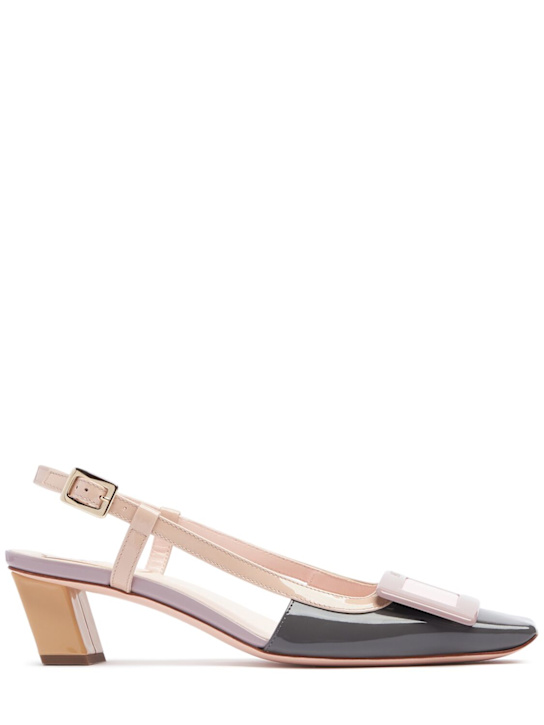 Roger Vivier: 45mm Belle Vivier patent leather heels - Grey/Beige - women_0 | Luisa Via Roma