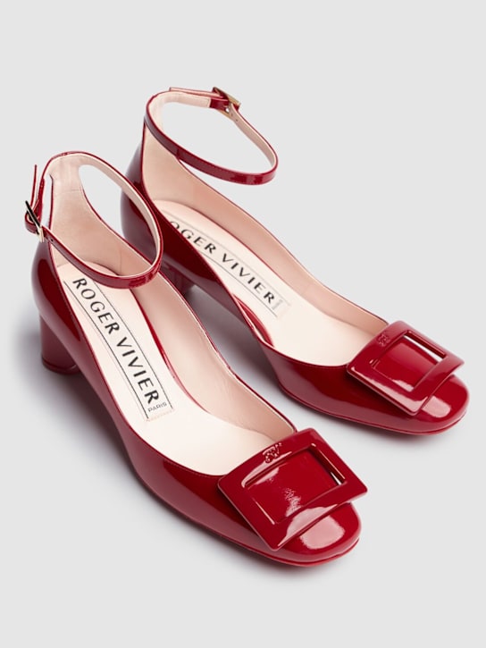 Roger Vivier: 45mm U Look patent leather pumps - Burgundy - women_2 | Luisa Via Roma