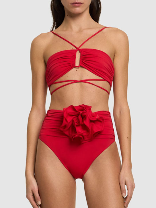 Magda Butrym: Jersey halter neck bikini top - Red - women_1 | Luisa Via Roma