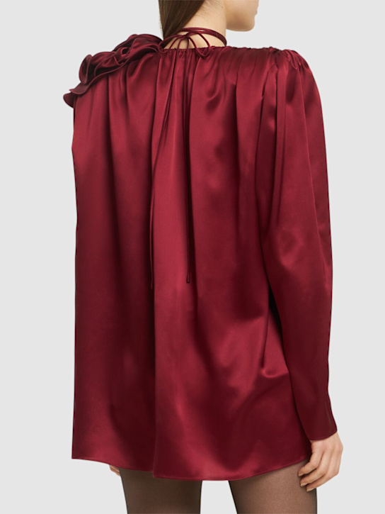 Magda Butrym: Satin blouse w/ rose detail - Bordeaux - women_2 | Luisa Via Roma